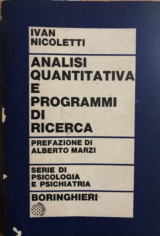 Analisi quantitativa e programmi di ricerca - Ivan Nicoletti - copertina