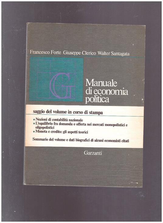 Manuale di Economia Politica Teoria Istituzioni Aspetti quantitativi - copertina