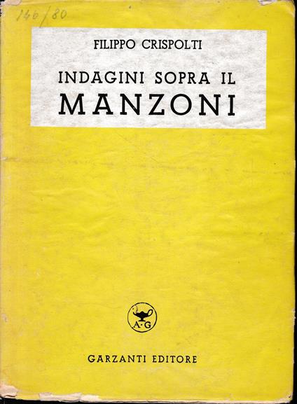 Indagini sopra il Manzoni - Filippo Crispolti - copertina