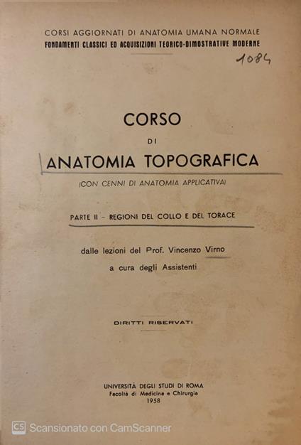 Corso di anatomia topografica parte II Regioni del collo e del torace - Vincenzo Virno - copertina