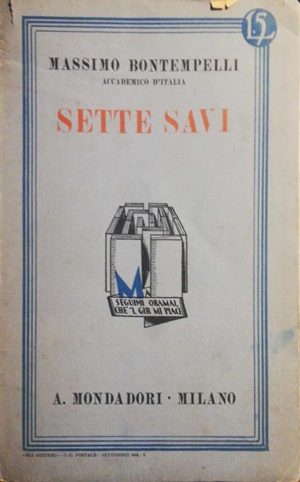 Sette Savi - Massimo Bontempelli - copertina