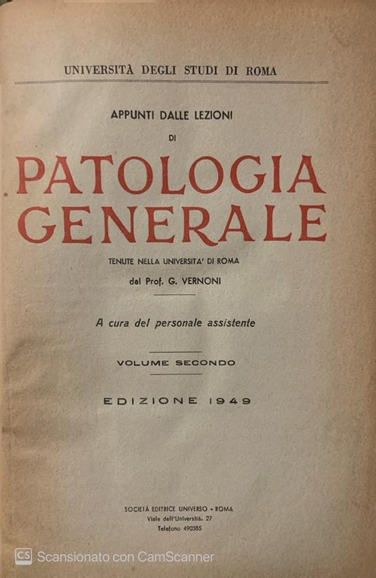 Appunti dalle lezioni di patologia generale. Vol. 2 - copertina
