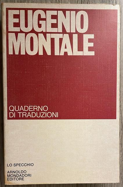Quaderno di traduzioni - Eugenio Montale - copertina