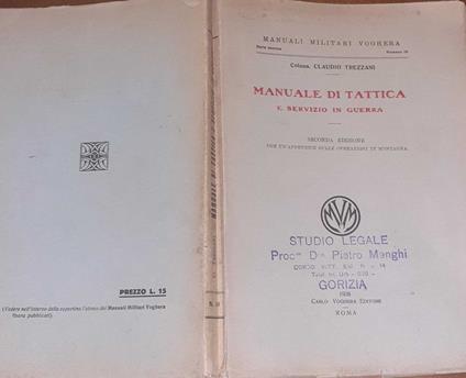 Manuale di tattica e servizio in guerra - copertina