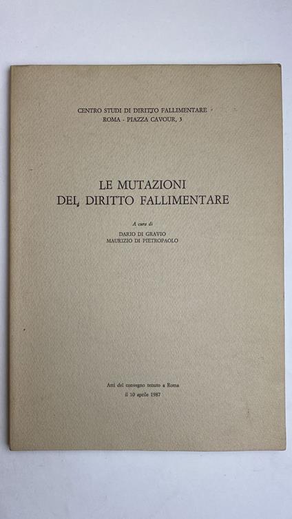 Le mutazioni del diritto fallimentare - copertina