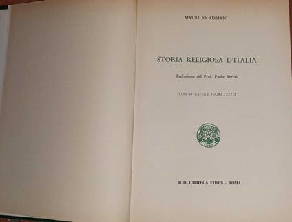 Storia religiosa d'Italia - Maurilio Adriani - copertina