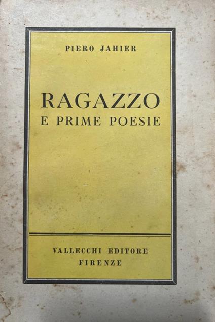 Ragazzo e prime poesie - Piero Jahier - copertina