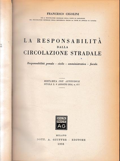 La responsabilità della circolazione stradale - Francesco Cigolini - copertina