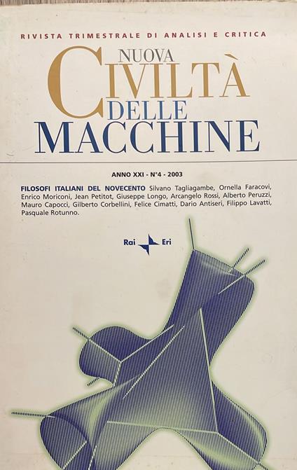 Nuova civiltà delle macchine 2003 n.4 Filosofi italiani del Novecento - copertina