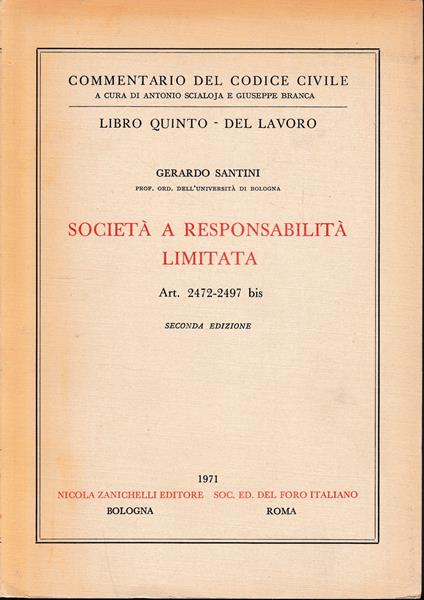 Societa' a responsabilita' limitata art 2472-2497 bis - Gerardo Santini - copertina