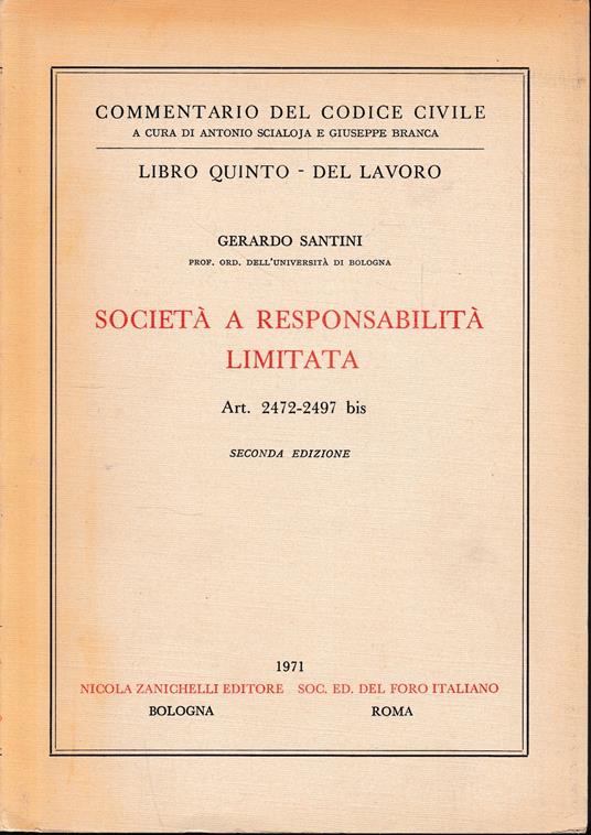 Societa' a responsabilita' limitata art 2472-2497 bis - Gerardo Santini - copertina