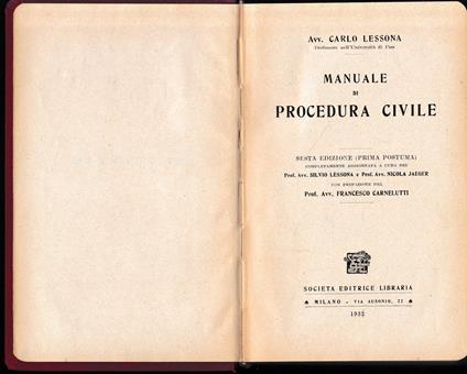 Manuale di procedura civile - Carlo Lessona - copertina