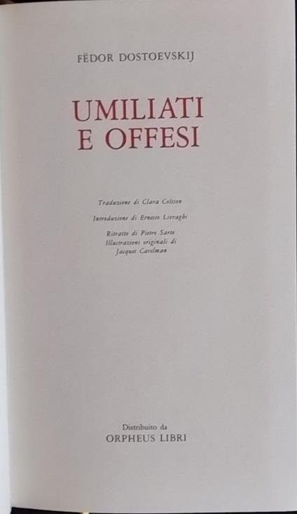Umiliati e offesi - Fëdor Dostoevskij - copertina