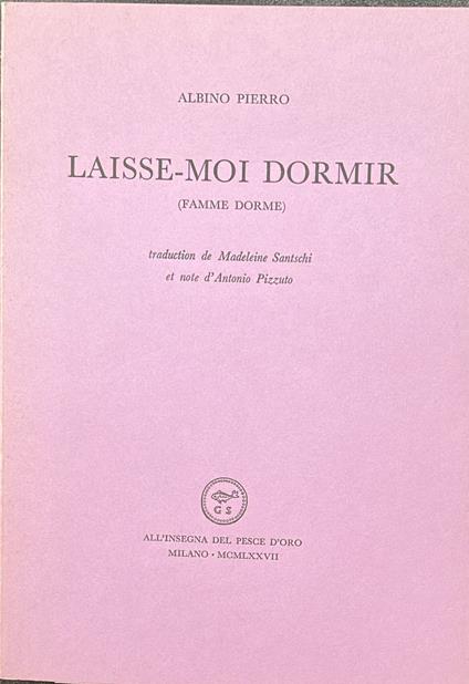 Laisse-moi dormir (Femme dorme) - Albino Pierro - copertina