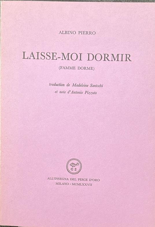 Laisse-moi dormir (Femme dorme) - Albino Pierro - copertina