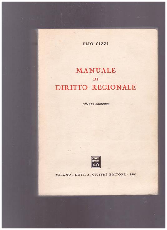 Manuale di diritto regionale - Elio Gizzi - copertina