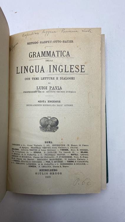Grammatica elementare della lingua inglese - Luigi Pavia - copertina