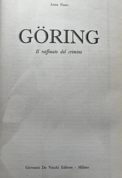 Goring. Il raffinato del crimine - Anna Piano - copertina