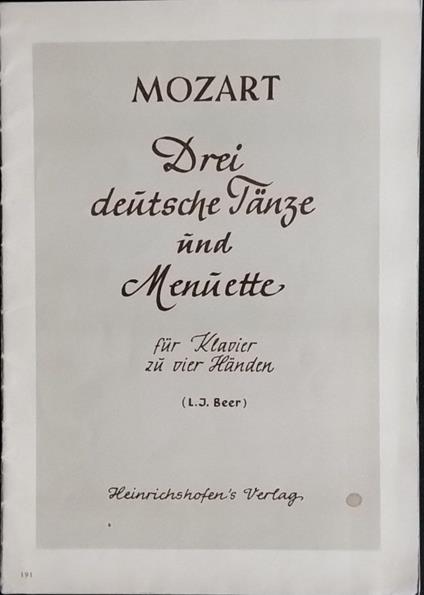 Drei deutsche Tanze und Menuette fur Klavier zu vier handen - Wolfgang Amadeus Mozart - copertina