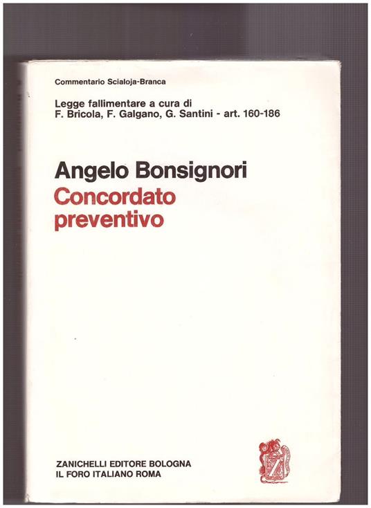 Concordato preventivo Art. 160-186 Legge fallimentare - Angelo Bonsignori - copertina