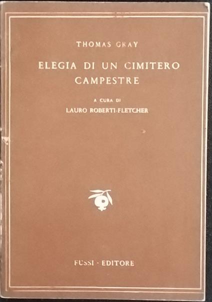 Elegia di un cimitero campestre - Thomas Gray - copertina