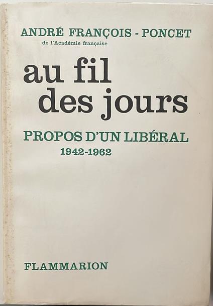 Au fil des jours. Propos d'un libéral - copertina