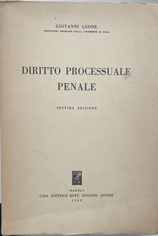 Diritto processuale penale - Giovanni Leone - copertina