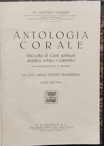 Antologia corale. Parte seconda - Gustavo Magrini - copertina