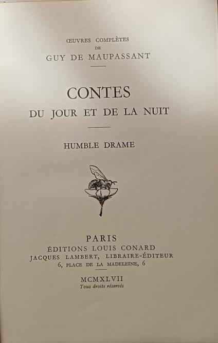 Contes du jour et de la nuit. Humble drame - Guy de Maupassant - copertina