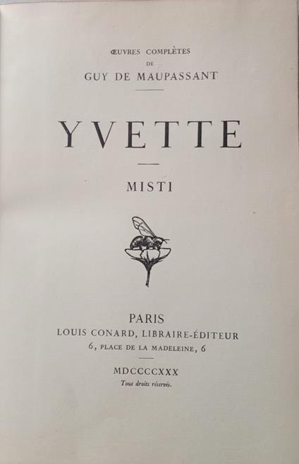 Yvette. Misti - Guy de Maupassant - copertina