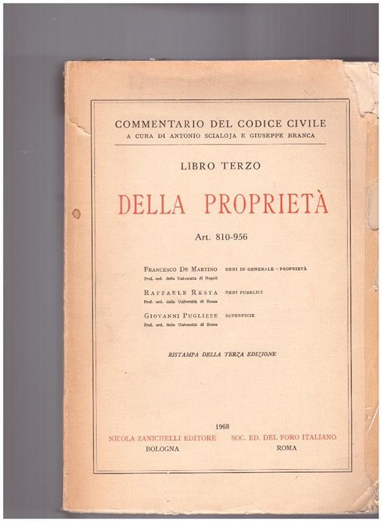 Della Proprietà Libro terzo Art. 810-956 - copertina