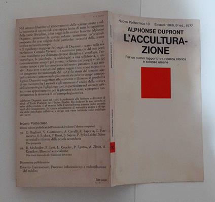 L' acculturazione. Per un nuovo rapporto tra ricerca storica e scienze umane - Alphonse Dupront - copertina