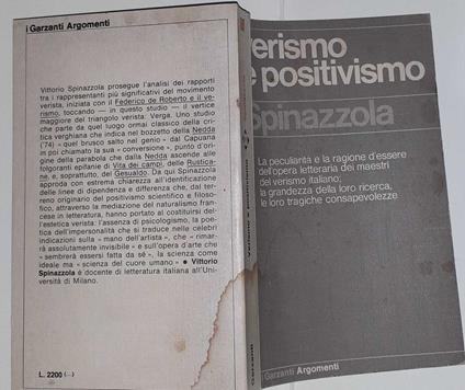 Verismo e positivismo - Vittorio Spinazzola - copertina