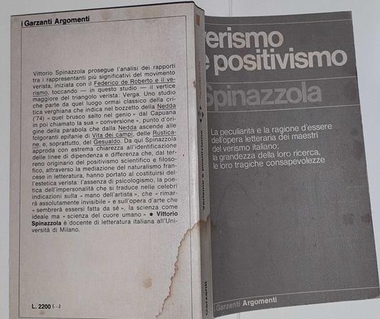 Verismo e positivismo - Vittorio Spinazzola - copertina
