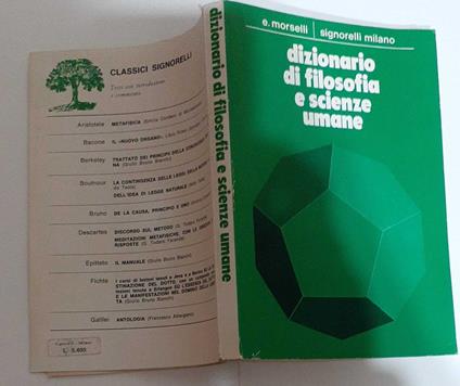 Dizionario di filosofia e scienze umane - Emilio Morselli - copertina