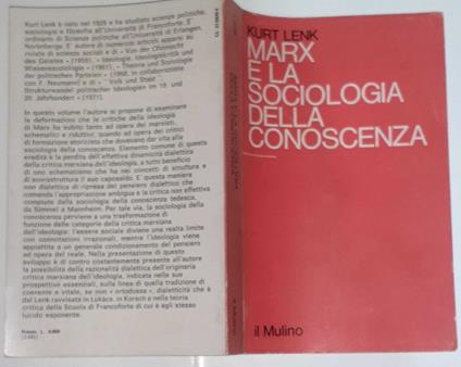 Marx e la sociologia della conoscenza - Kurt Lenk - copertina