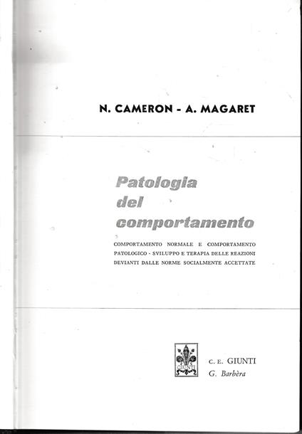 Patologia del comportamento - copertina