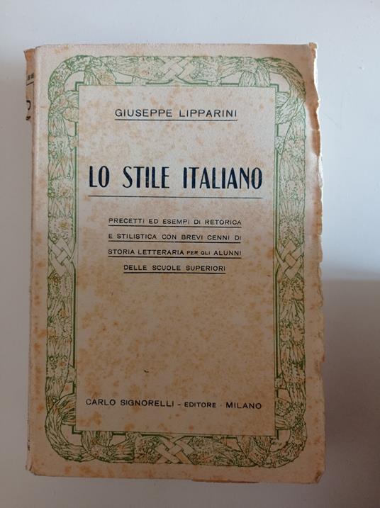 Lo stile italiano - Giuseppe Lipparini - copertina