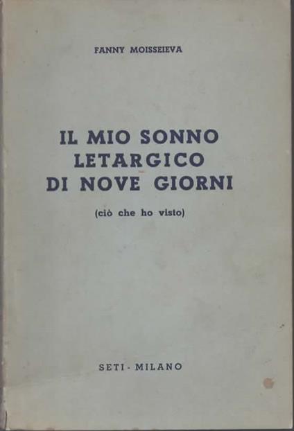 il mio sonno letargico di nove giorni - copertina