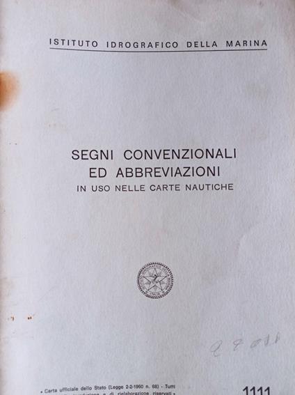 Segni convenzionali ed abbreviazioni in uso nelle carte nautiche - copertina