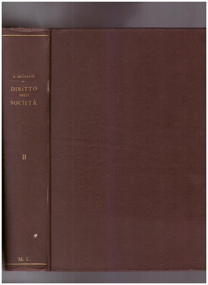 Trattato del Diritto delle Società II Società per azioni - Antonio Brunetti - copertina