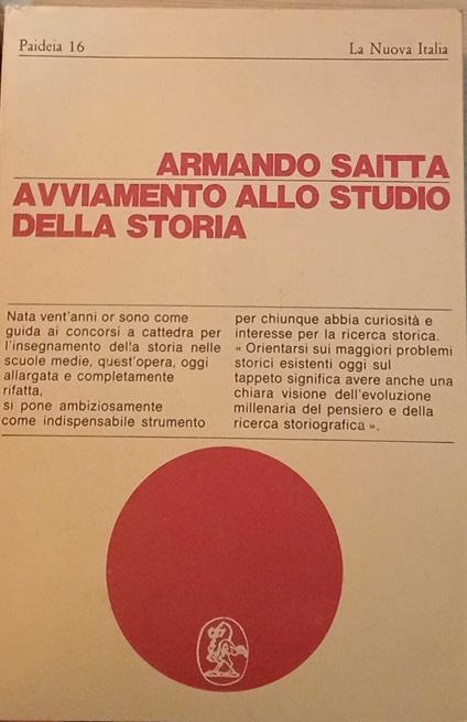 Avviamento allo studio della storia - Armando Saitta - copertina