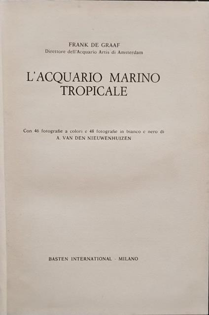 L' acquario marino tropicale - Frank De Graaf - copertina