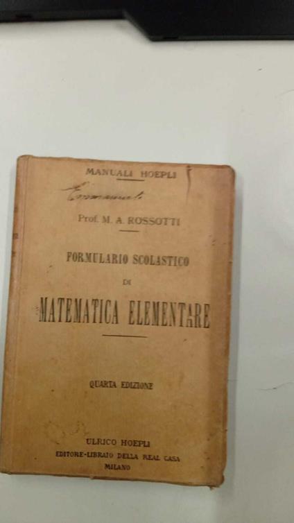 Formulario scolastico di matematica elementare - copertina