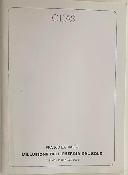 L' illusione dell'energia dal sole - copertina