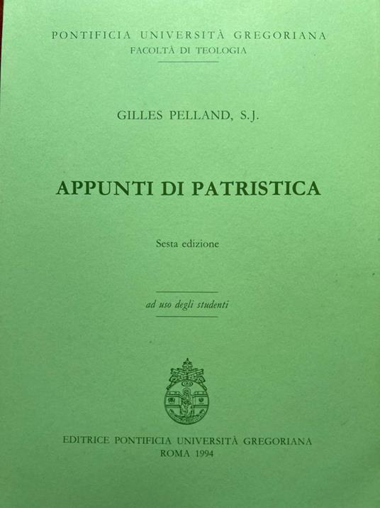 Appunti di patristica - copertina