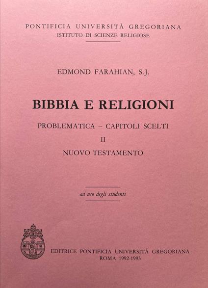 Bibbia e religioni. Problematica - capitoli scelti II Nuovo Testamento - copertina