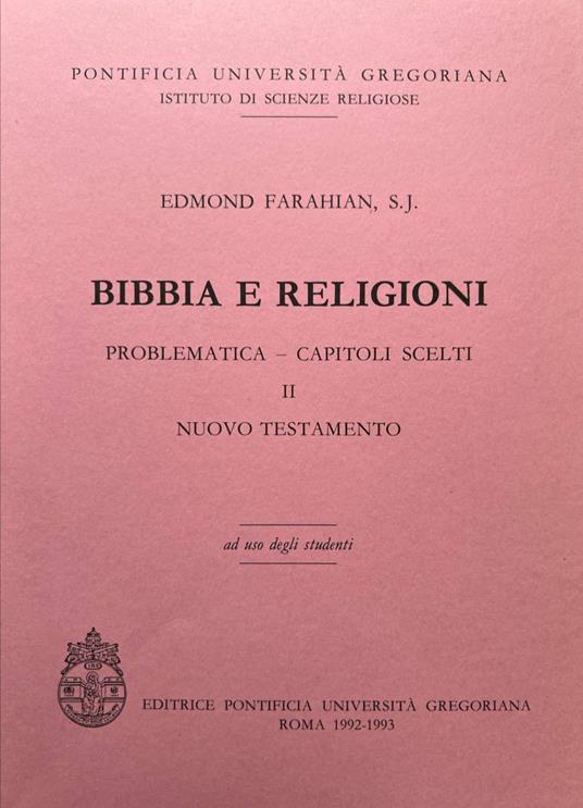 Bibbia e religioni. Problematica - capitoli scelti II Nuovo Testamento - copertina