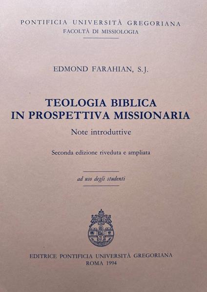 Teologia biblica in prospettiva missionaria. Note introduttive - copertina