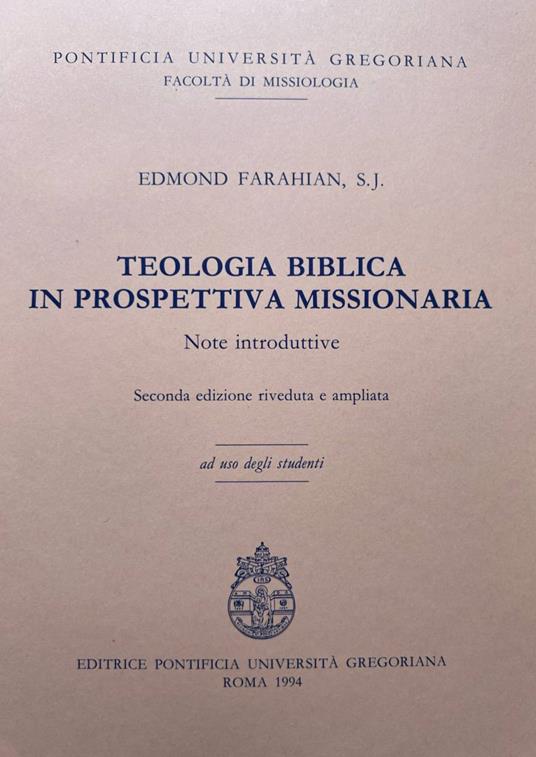 Teologia biblica in prospettiva missionaria. Note introduttive - copertina